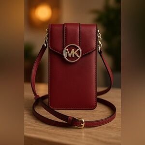 MICHAEL Michael Kors Red Crossbody Phone Bag with Gold Hardware